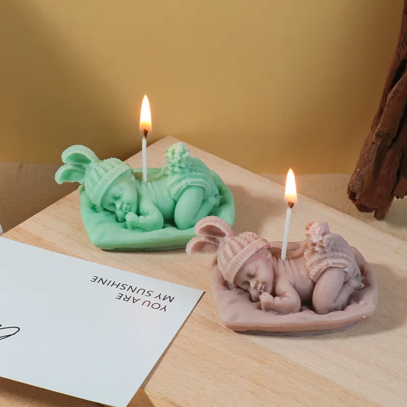 3D süße Baby Schlafen Form Silikonform DIY Küchenwerkzeug für Fondant Kuchen Schokolade Seife Kerze Gips Harz Ton Formen Image