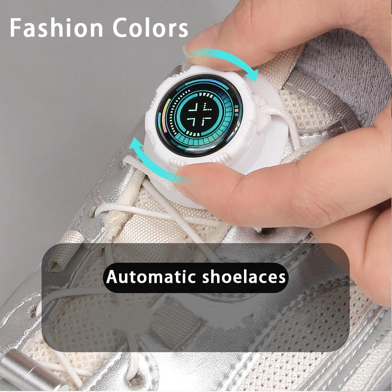 Drehbare Schnallen-Schnürsenkel, dickes Seil, automatische Schnürsenkel ohne Krawatten, schwarz, weiß, einfache Installation, Sneakers, Schnürsenkel, Schuhzubehör Image