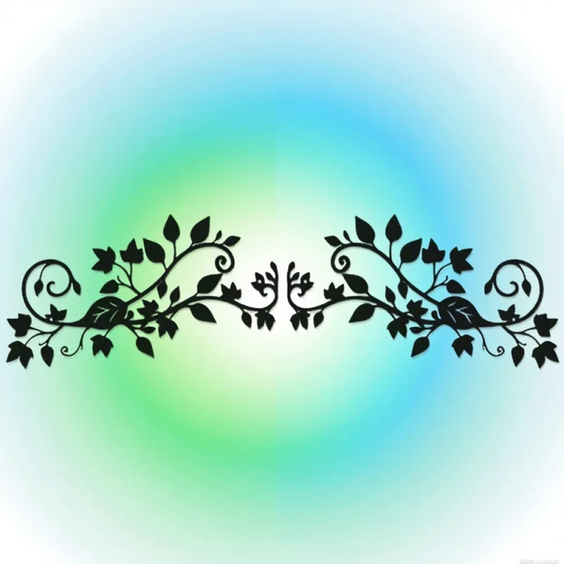 2-teilige rustikale Wanddekoration aus Metall mit Efeuenzweigen aus Schmiedeeisen, Wanddekoration zum Aufhängen von Pflanzen für Wohnzimmer, im Freien Image