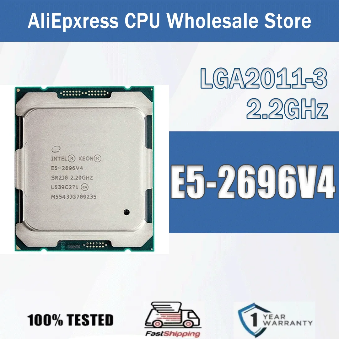 Intel Xeon E5-2696V4 2,2 GHz 22 Kerne 44 Threads 55 M 150 W 14NM E5 2696V4 Computer-CPU-Prozessor E5 2696 V4 Paket LGA 2011-3 Image