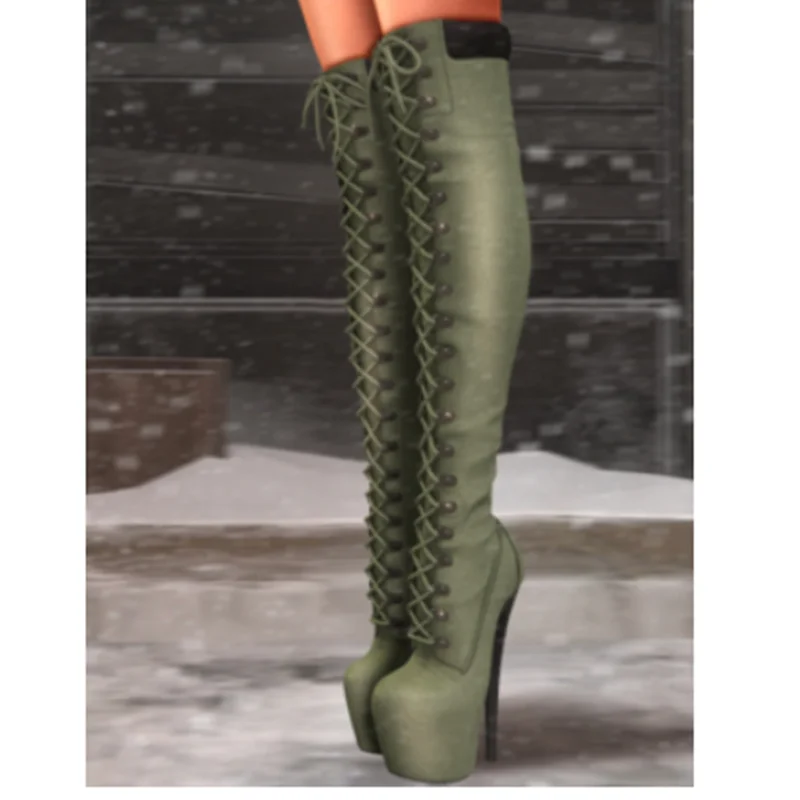 Solide Über Knie Hohe Plattform Stiefel Dünne High Heel Runde Kappe Mode Sexy Kühlen 2025, Winter Große Größe Frau Schuhe Zapatillas Mujer