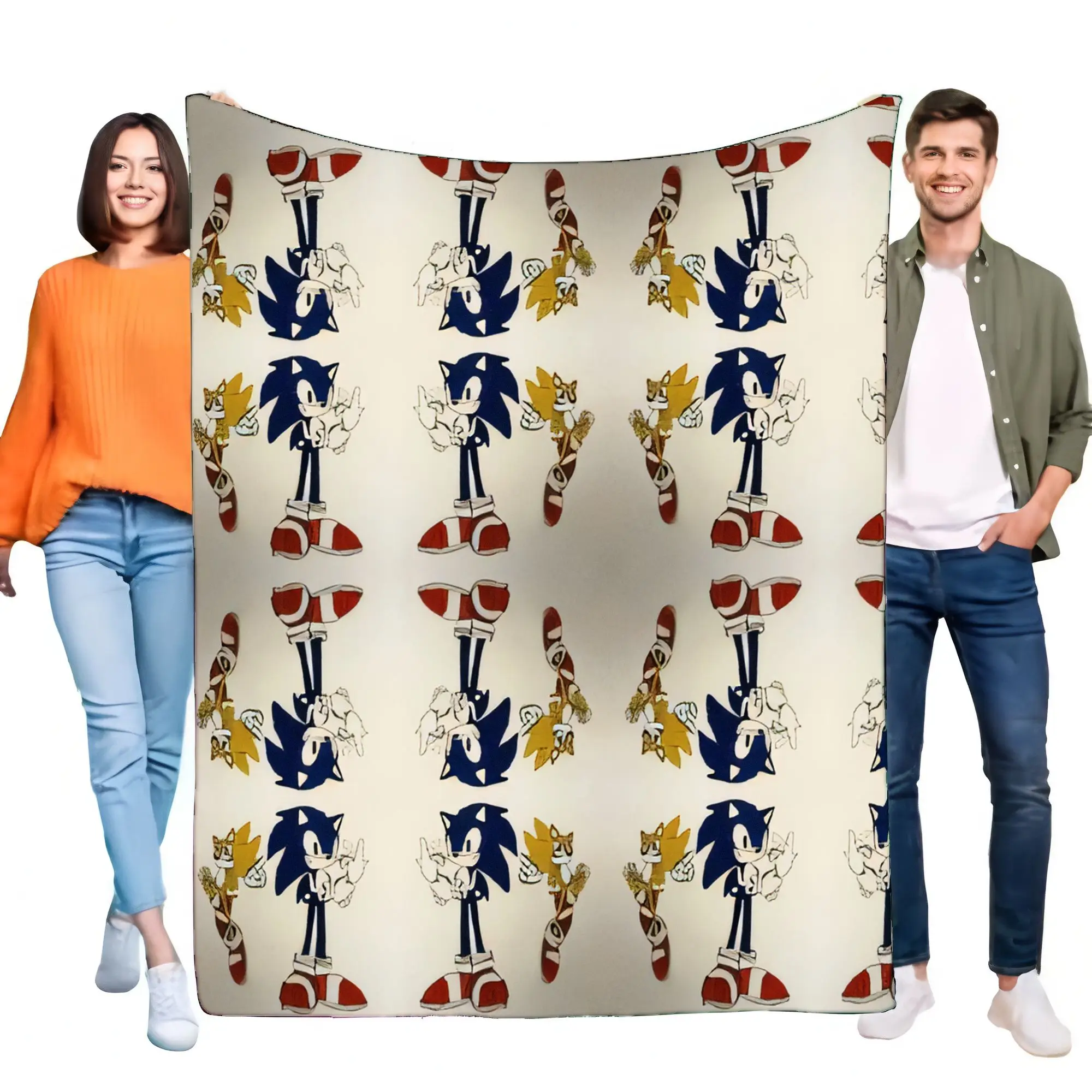 SEGA Sonic the Hedgehog Tails Anime Gaming Fleece-Überwurfdecke, weich, gemütlich, warm, leicht, Bett, Sofa, Kindergeburtstagsgeschenk Image