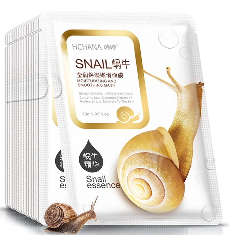 10/20/30pcs Snail Moisturizing Face Mask Anti-aging Wrinkles Whitening Facial Masks Sheet Mask Skin Care Korean Skin Care
