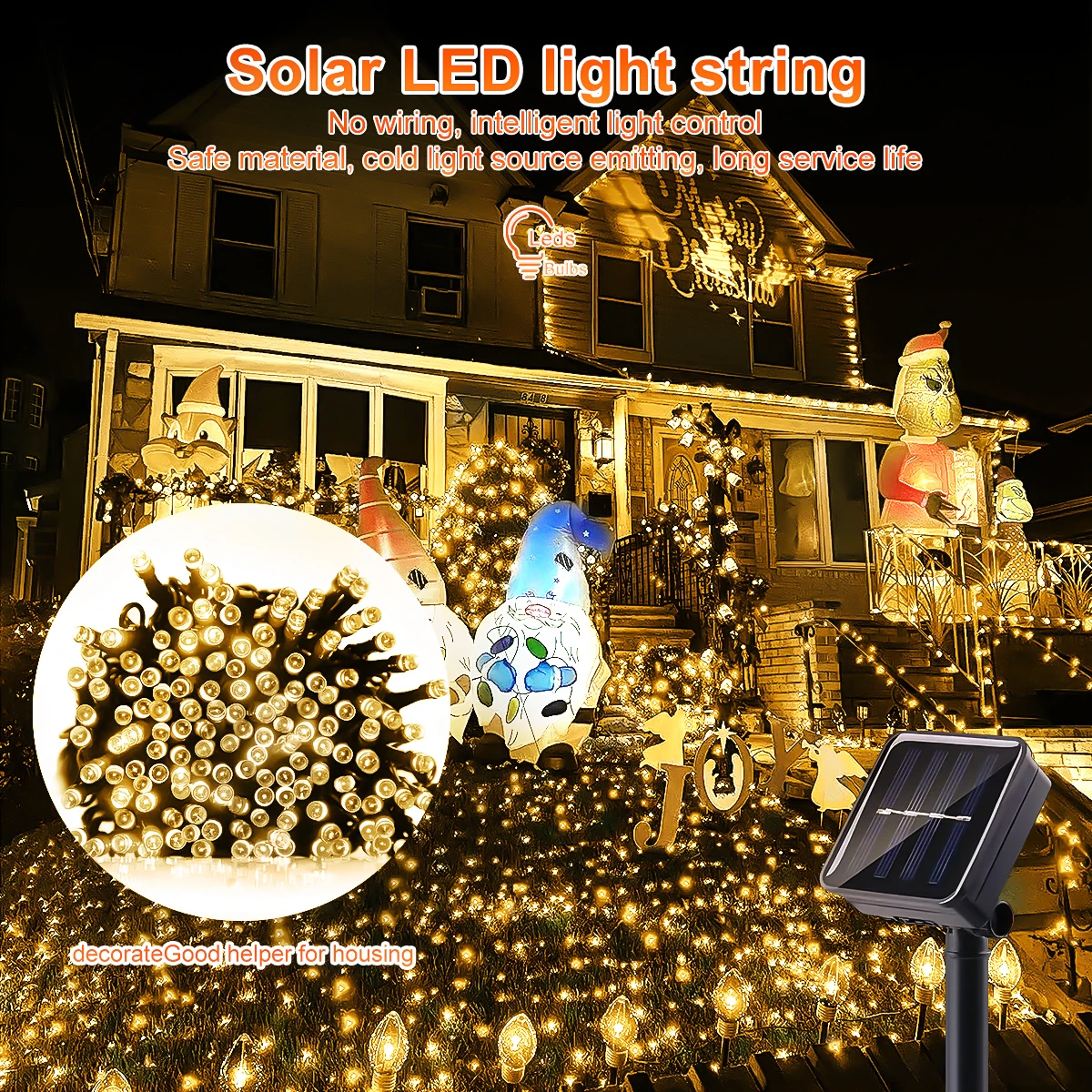 200 LED Solar Lichterketten 8 Modi Outdoor Garten Landschaft Licht für Garten Weihnachten Dekoration Lichterketten Urlaub Beleuchtung