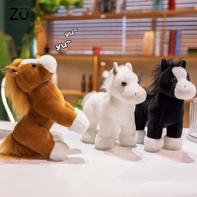 20-23 cm 8 zoll Cartoon Pferd Plüschtiere Nette Pony Stofftier Weiß Schwarz Feines Pferd Weiche Puppe Junge mädchen Geschenk