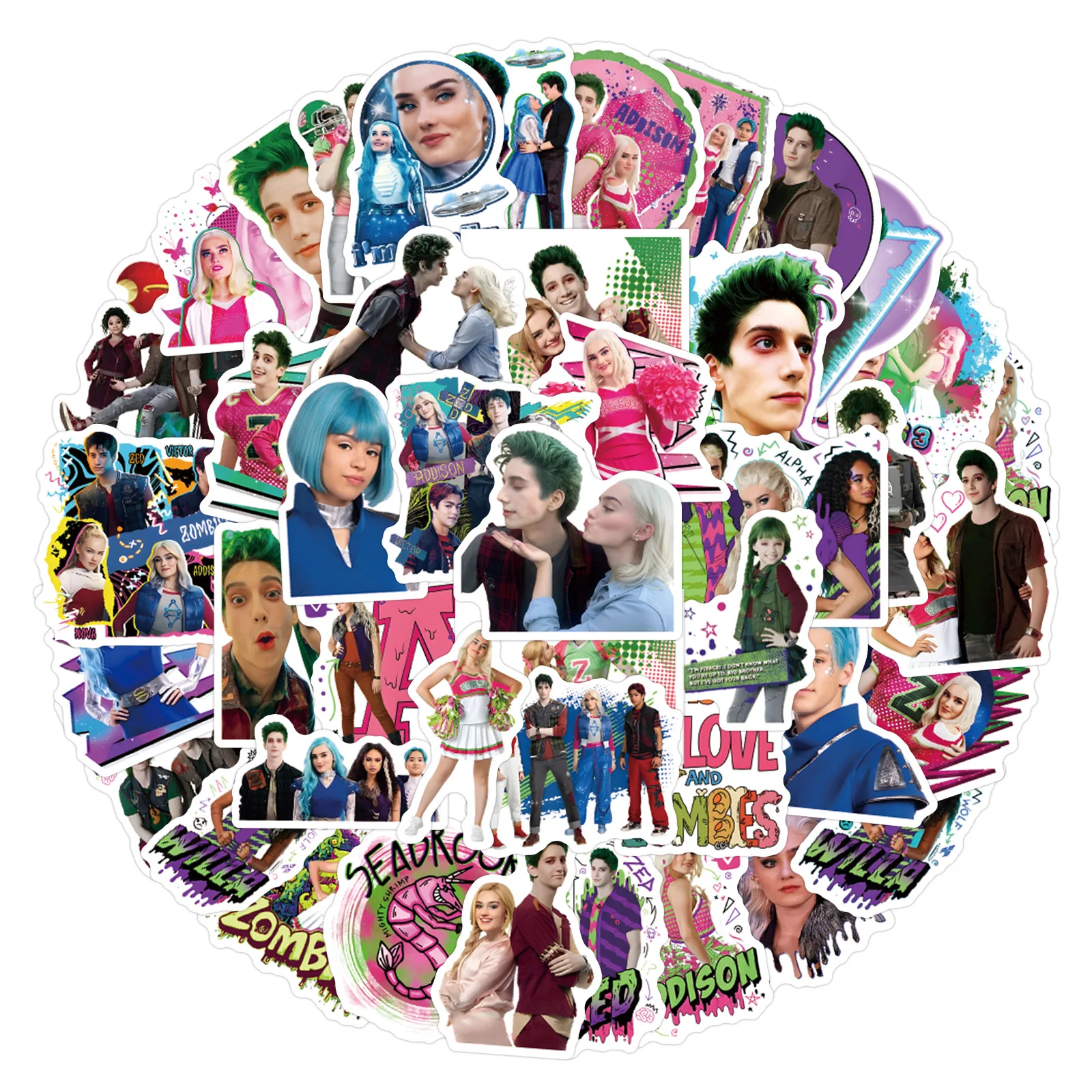 55PCS Z-O-M-B-I-E-S Cartoon Zombies Campus Liebe Aufkleber DIY Dekoration Wasserdicht Skateboard Notebook Graffiti Spielzeug Image