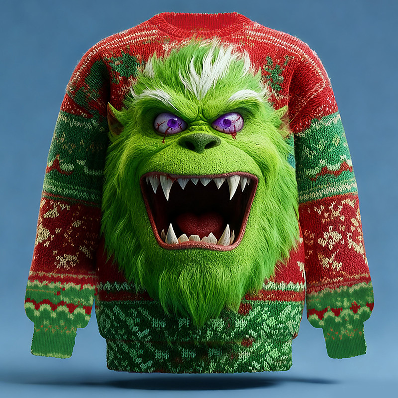 Ugly Christmas Sweater Men's Cartoon Print Holiday Pullover Sweater Jumper Knitwear Crewneck Casual Vacation Daily Festival Knitting Keep Warm Long Sleeve Spring Fall Winter Red -1 Red -2 Red -3