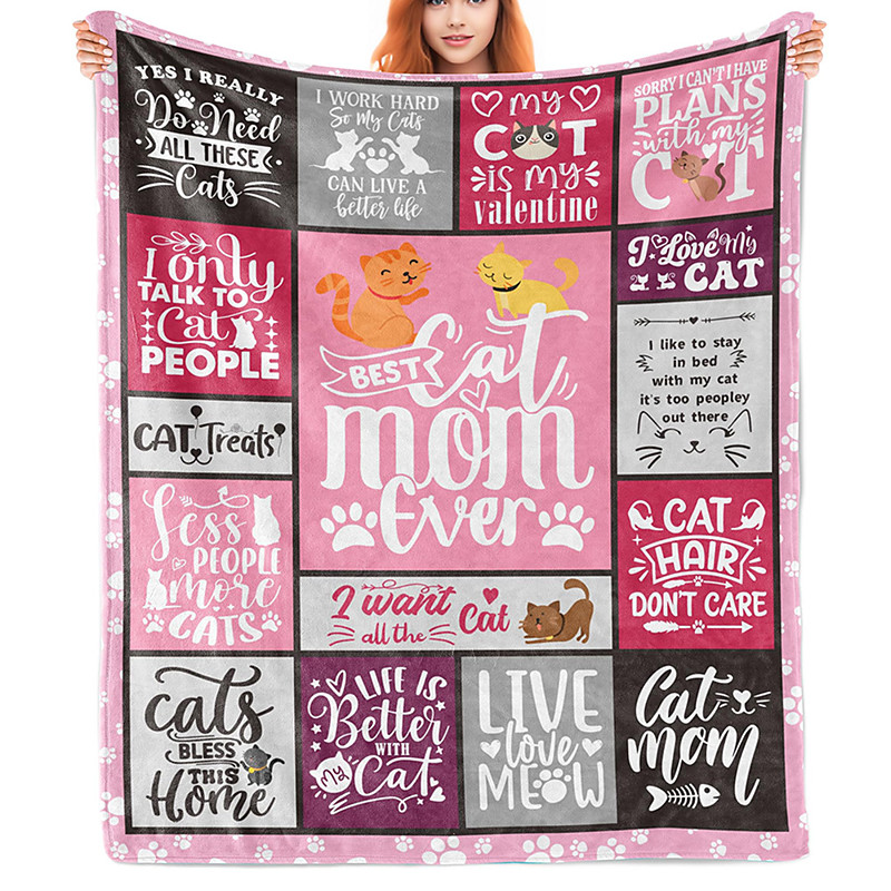 Fleece Throw Blanket for Couch Cat Pet Cute 3D Sofa Bed Decorative Warm Blanket Home Decor