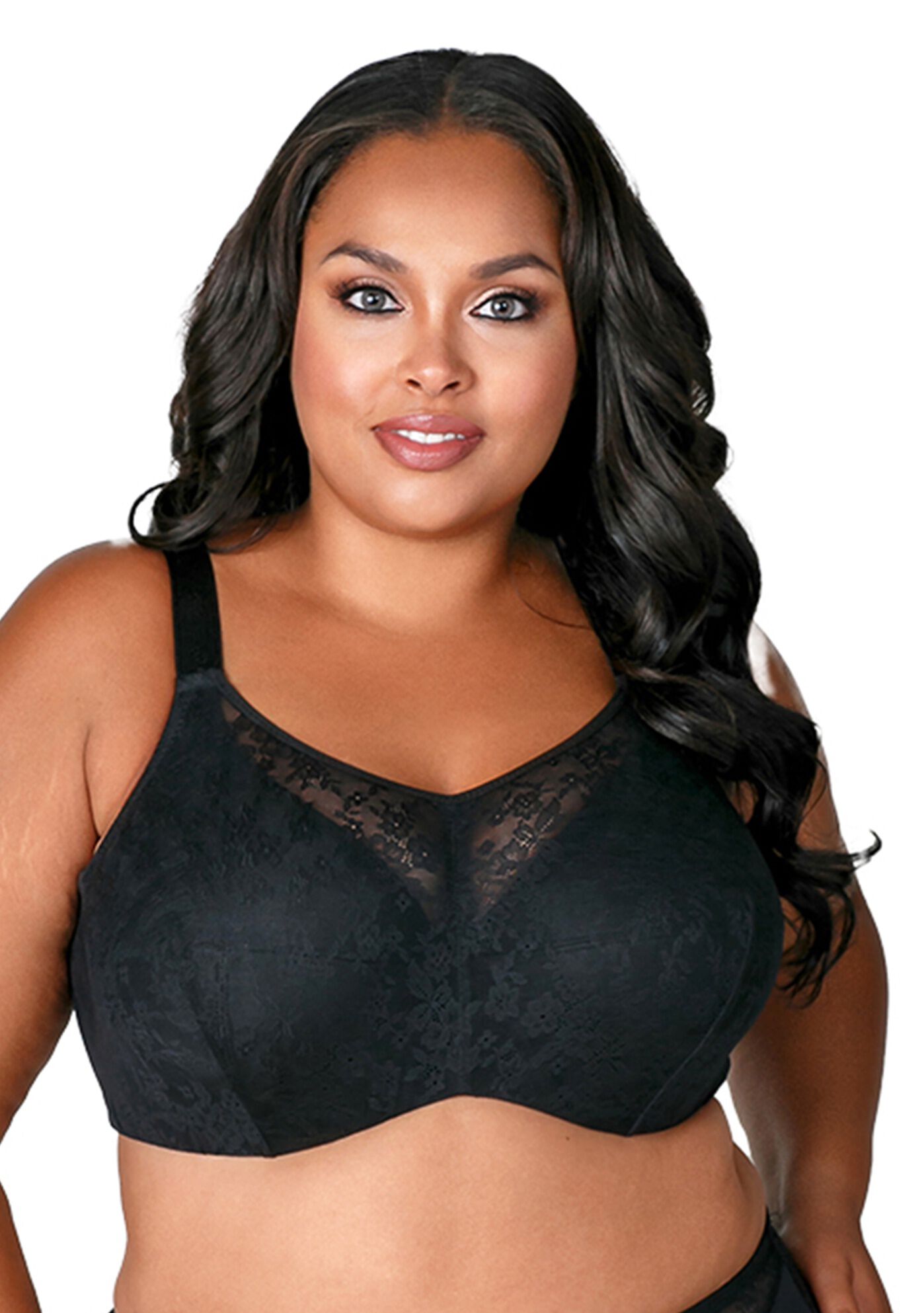 Plus Size Women's Curvy Chic Lace Cami Underwire Bra 2101 by Elila in Black (Size 40 DD)