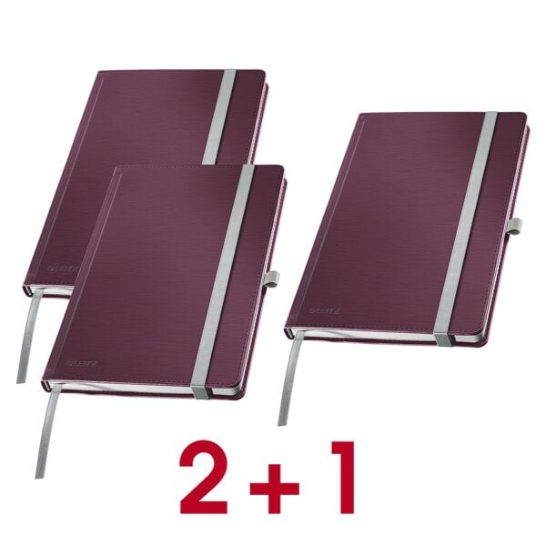 Leitz 2+1 Aktion: 3x Notizbuch »Style« kariert A5 160 Seiten rot Image