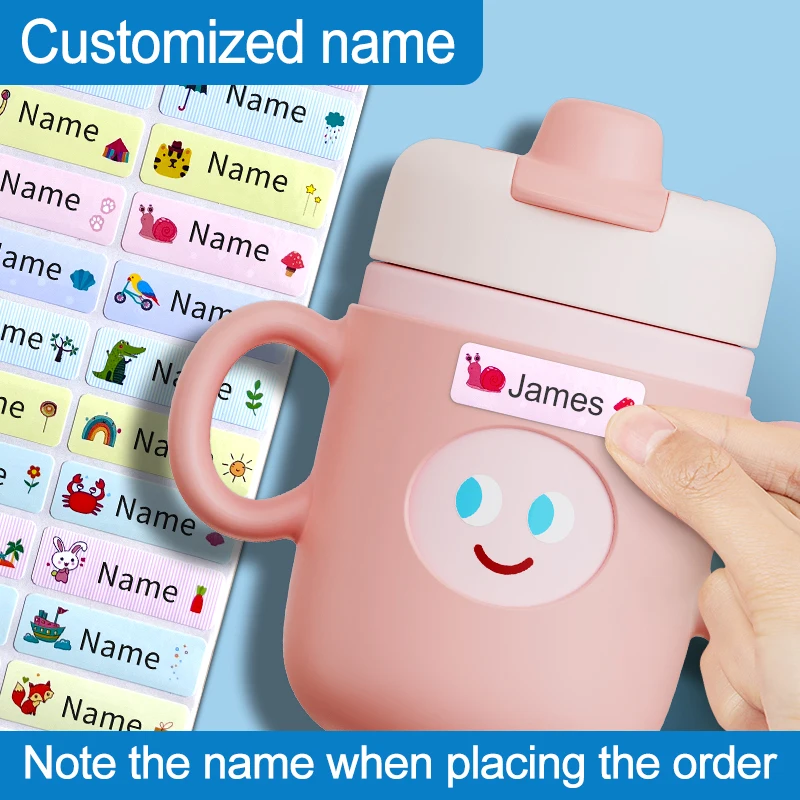 Personalisierte wasserfeste Aufkleber, individuelle Etiketten für Schulbedarf, Wasserflaschen, Stifte – kreatives DIY-Geschenk, Premium-Kleber Image