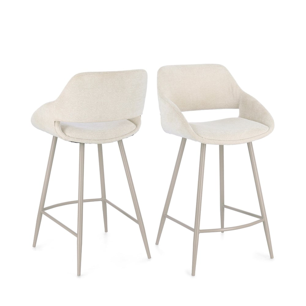 lot de 2 tabourets de bar avec repose-pieds en tissu