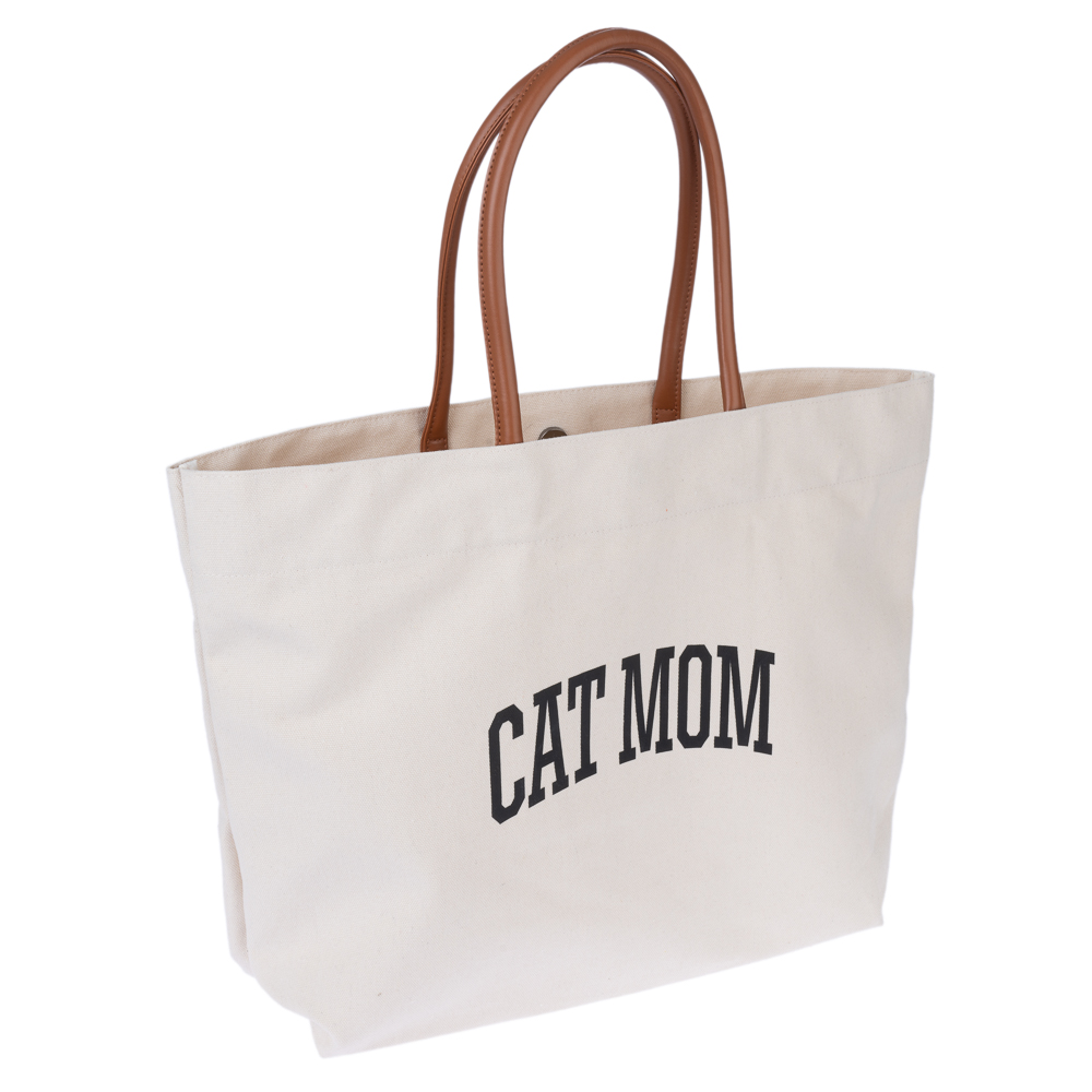 TIAKI canvas Shopper Tote "Cat Mom" chat