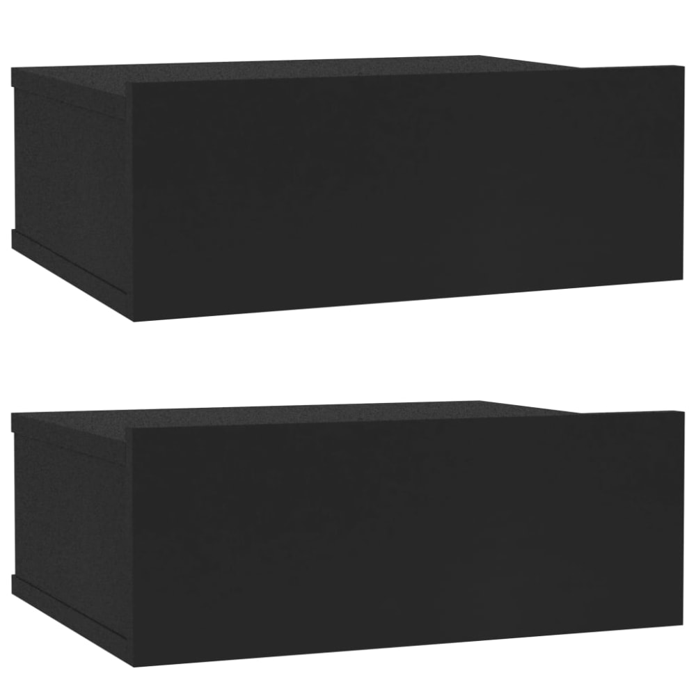 Lot de 2 tables de chevet murale bois noir 40x30x15 cm