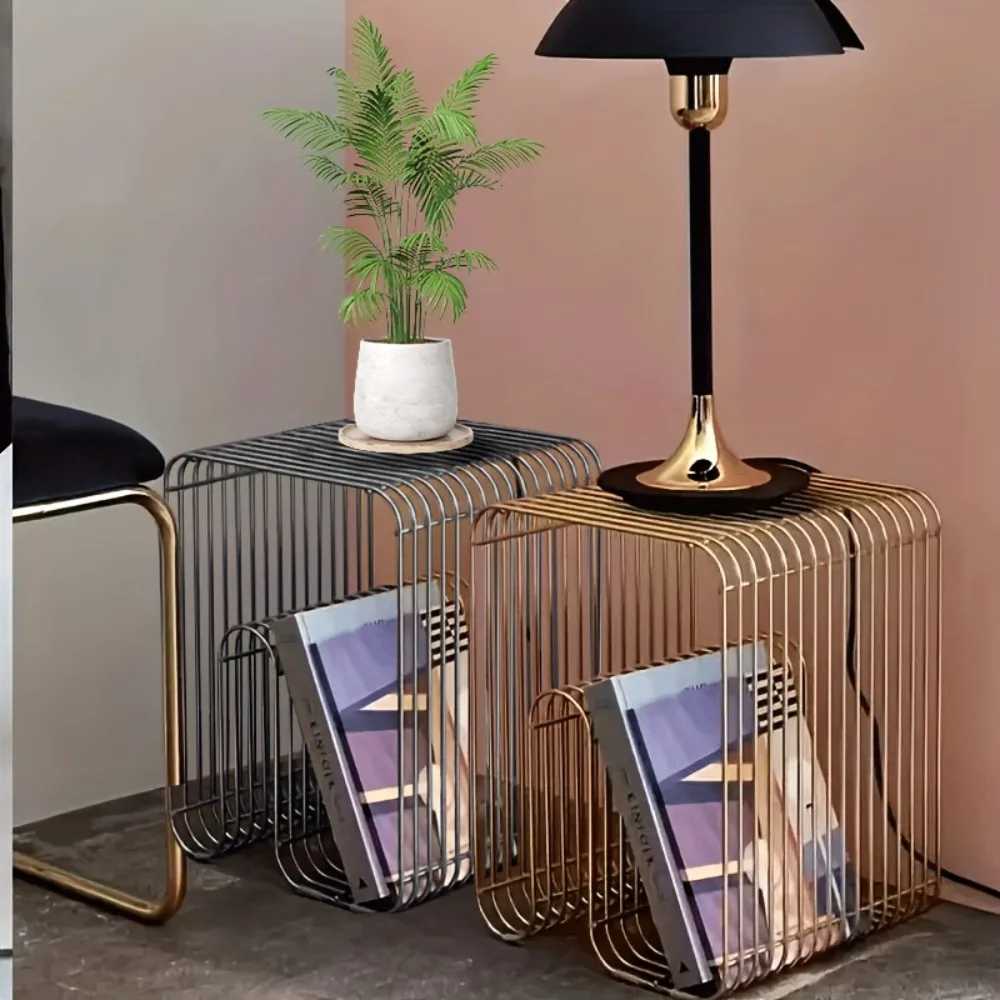 [Moderner Beistelltisch aus Metall] Robuster moderner Beistelltisch aus Metall – keine Montage erforderlich, minimalistischer Beistelltisch oder Nachttisch Image