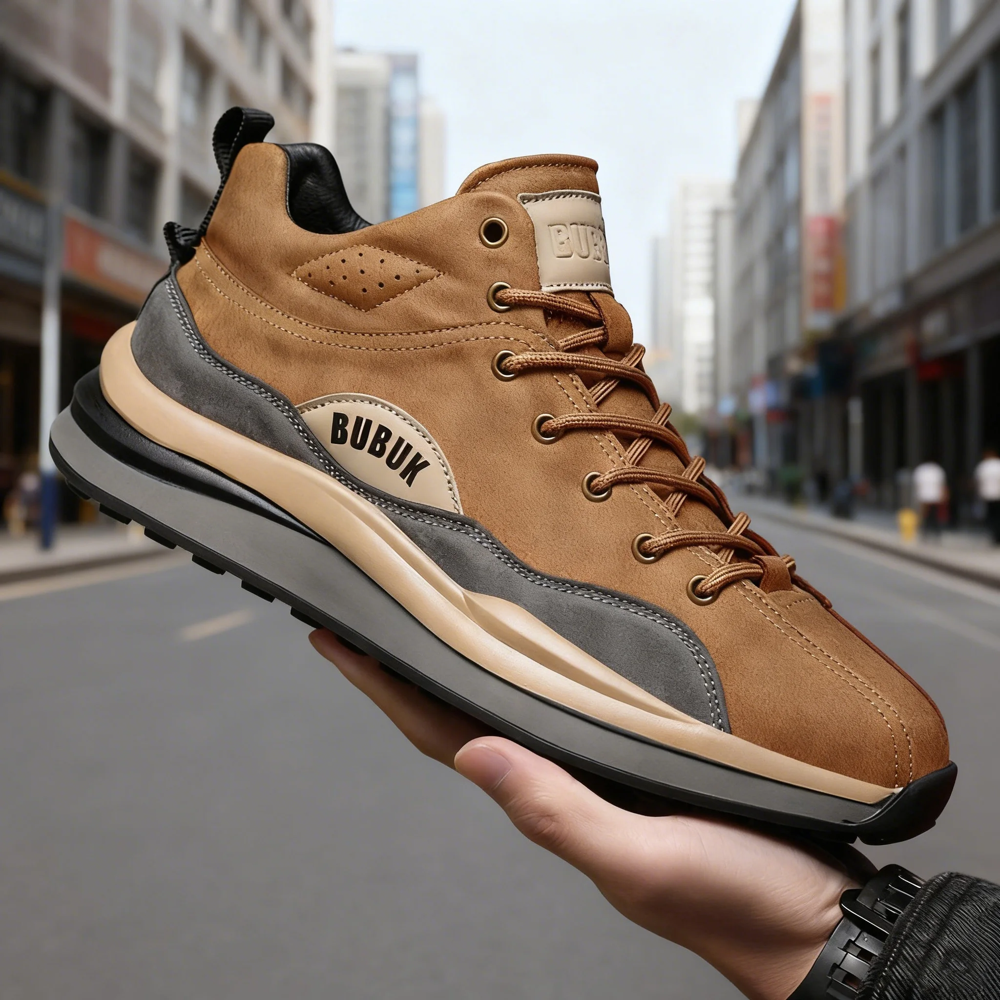 Bubuk Lässige Herren-Sneaker in großen Größen, bequem für alle Jahreszeiten, Schnür-Herrenschuhe, rutschfeste und verschleißfeste Wanderschuhe, Wanderschuhe, atmungsaktive Obermaterial, geeignet für