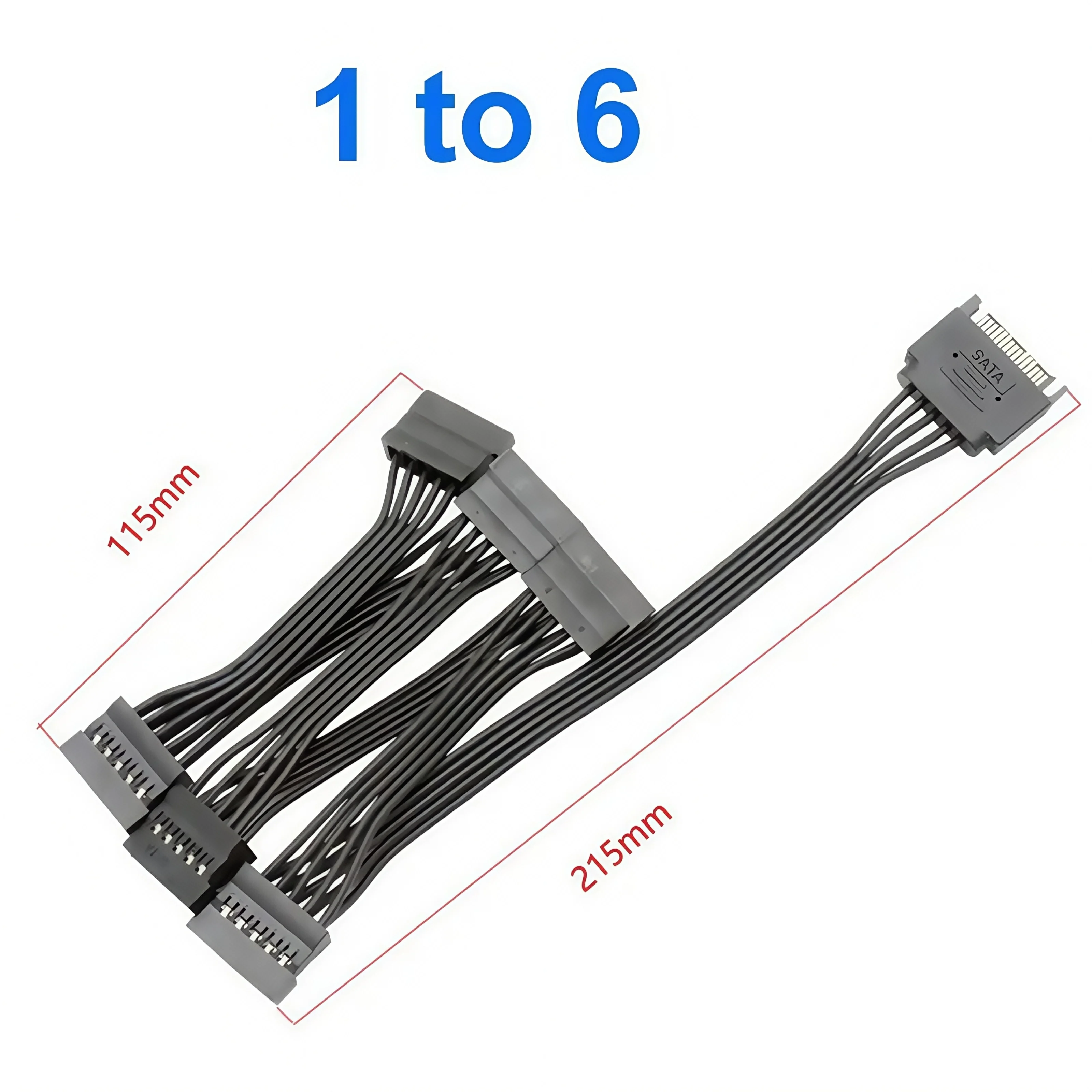 5-Draht-SATA 15-Pin-Stecker auf Buchse-Verlängerungskabel – 1-zu-1-Festplatten-Netzteil für HDD/SSD/ODD Image