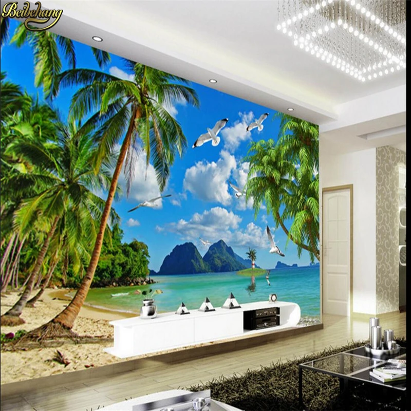 Benutzerdefinierte fototapete großes wandbild strand landschaft strand kokospalme 3D wohnzimmer schlafzimmer TV wand papel de parede