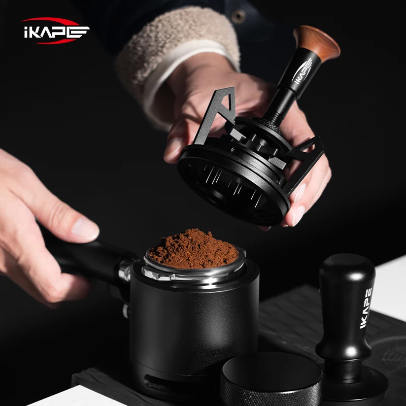 IKAPE V3 Espresso Rotary WDT, Kaffeerührer mit Dosiertrichter und Ständer, Espresso-Rührer-Verteilungswerkzeug für Barista