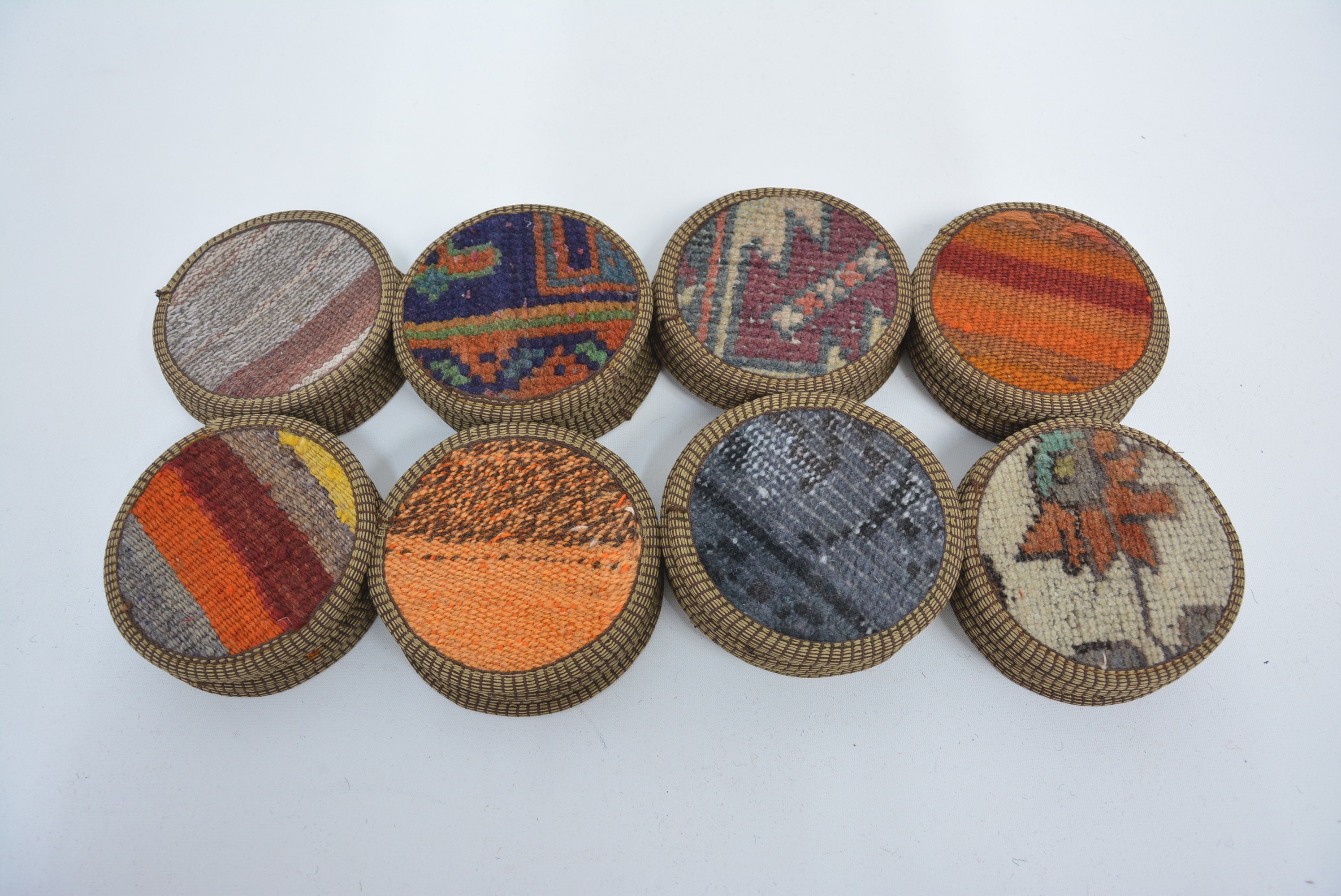 Sottobicchieri Kilim, set da sei, decorazioni per la cucina, sottobicchieri unici, sottobicchieri fatti a mano, sottobicchieri vintage, sottobicchieri
