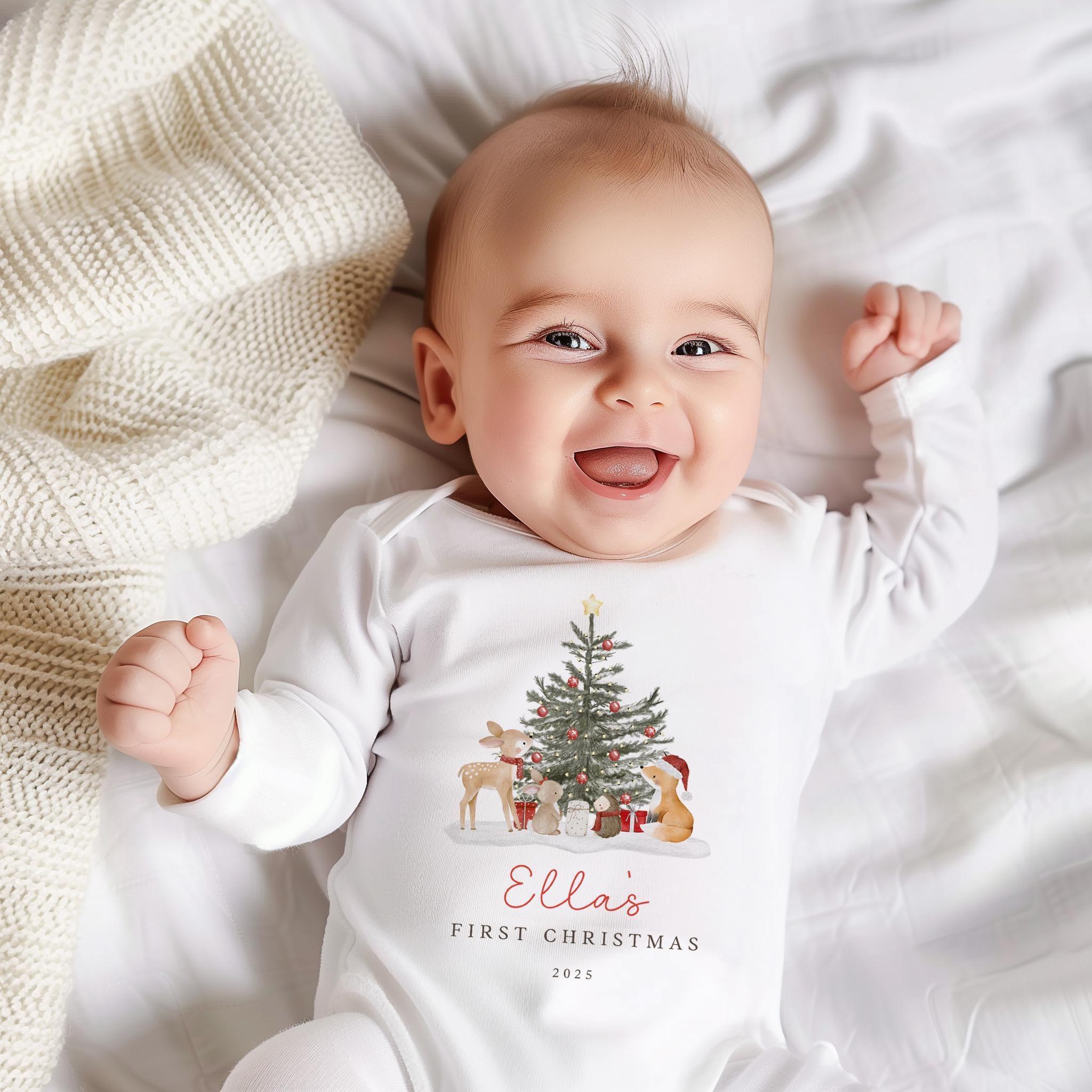 Tutina da notte personalizzata per il primo Natale, vestito di Natale per Babbo Natale, regalo di Natale per neonati, i miei primi vestiti di Natale,