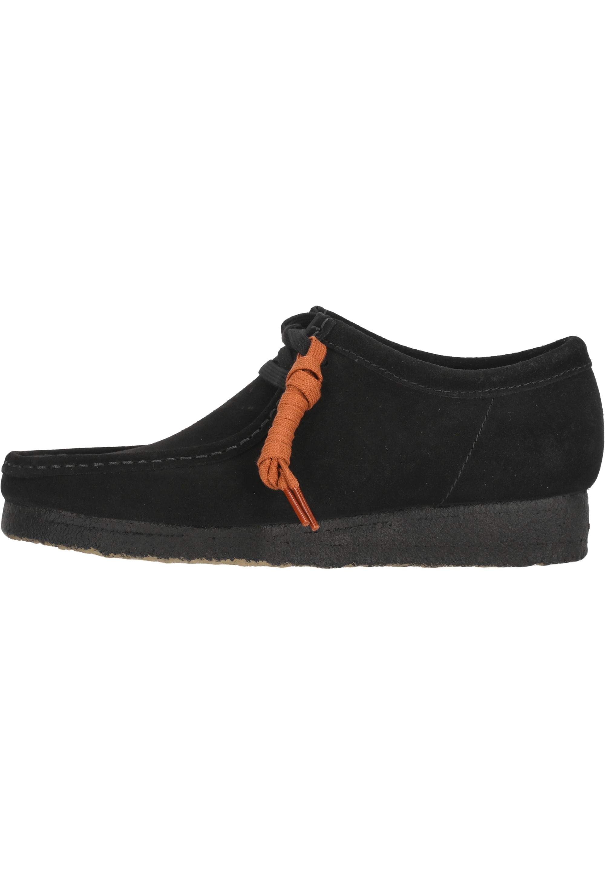 Schnürschuh CLARKS "Wallabee Black", Herren, Gr. 44,5, schwarz, Leder, Schuhe Schnürschuh, aus hochwertigem schwarzem Wildleder