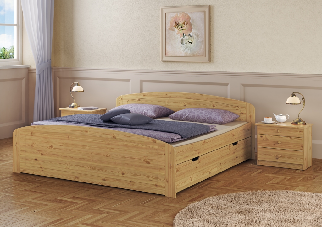 Erst-Holz Funktions-Doppelbett Überlänge 200x220 Bettkasten Bettgestell Massiv Zubehör wählbar V-60.50-20-220 ohne Zubehör Image