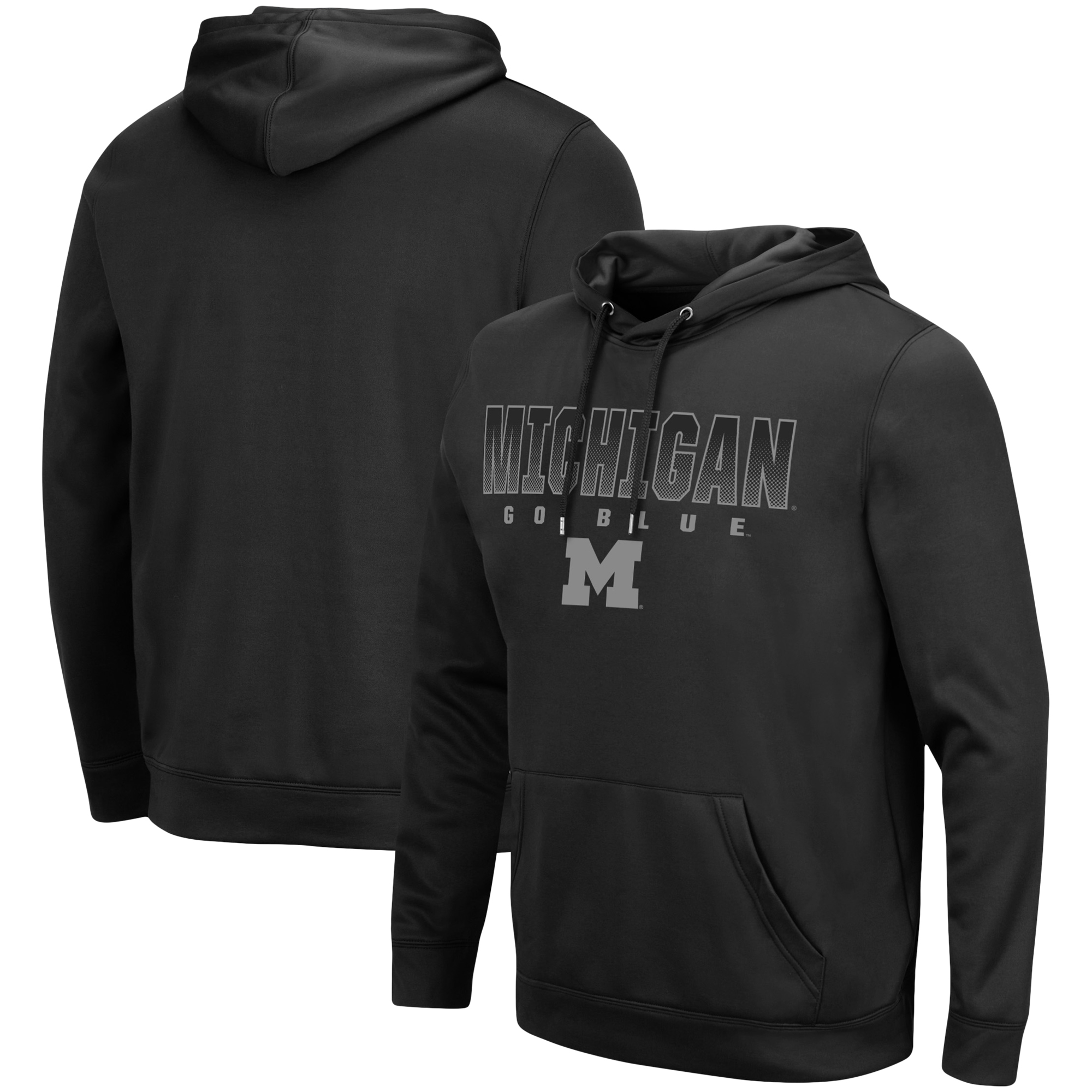 Herren Colosseum Black Michigan Wolverines Blackout 3.0 Pullover Hoodie Image