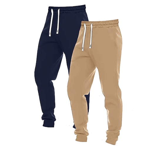 Herren Jogginghose Hose Freizeithose Outdoorhose Kordelzug Elastischer Bund Mehrfachpackung Einfach Komfort Volle Länge Lässig Täglich Ferien Einfach Klassicher Stil SchwarzMarineblau Image