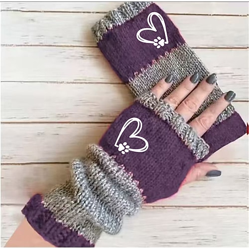 Damen 1 Paar Fingerlos / Winterhandschuhe / Gestrickte Handschuhe Streetwear / Outdoor Handschuhe - Herz / Druck Image
