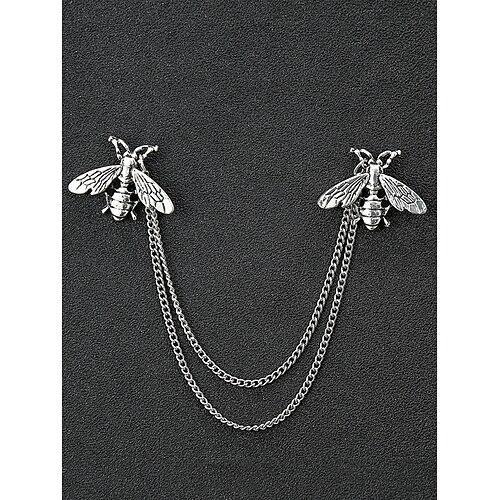 Weihnachtskragennadeln aus Legierung für Herren – elegante Rentier-Designs mit Goldketten, perfekt für Feiertagspartys, festliche Veranstaltungen und Winterfeste Image