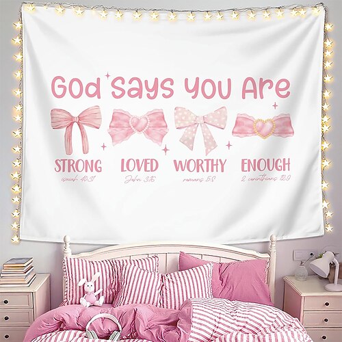 Tapisserie Banner Decke Religion 圣经 Niedlich Modern 3D Schlafzimmer Wohnzimmer Wohnheim Jugendzimmer Studentenwohnheim Wandveranda Wohndeko Image