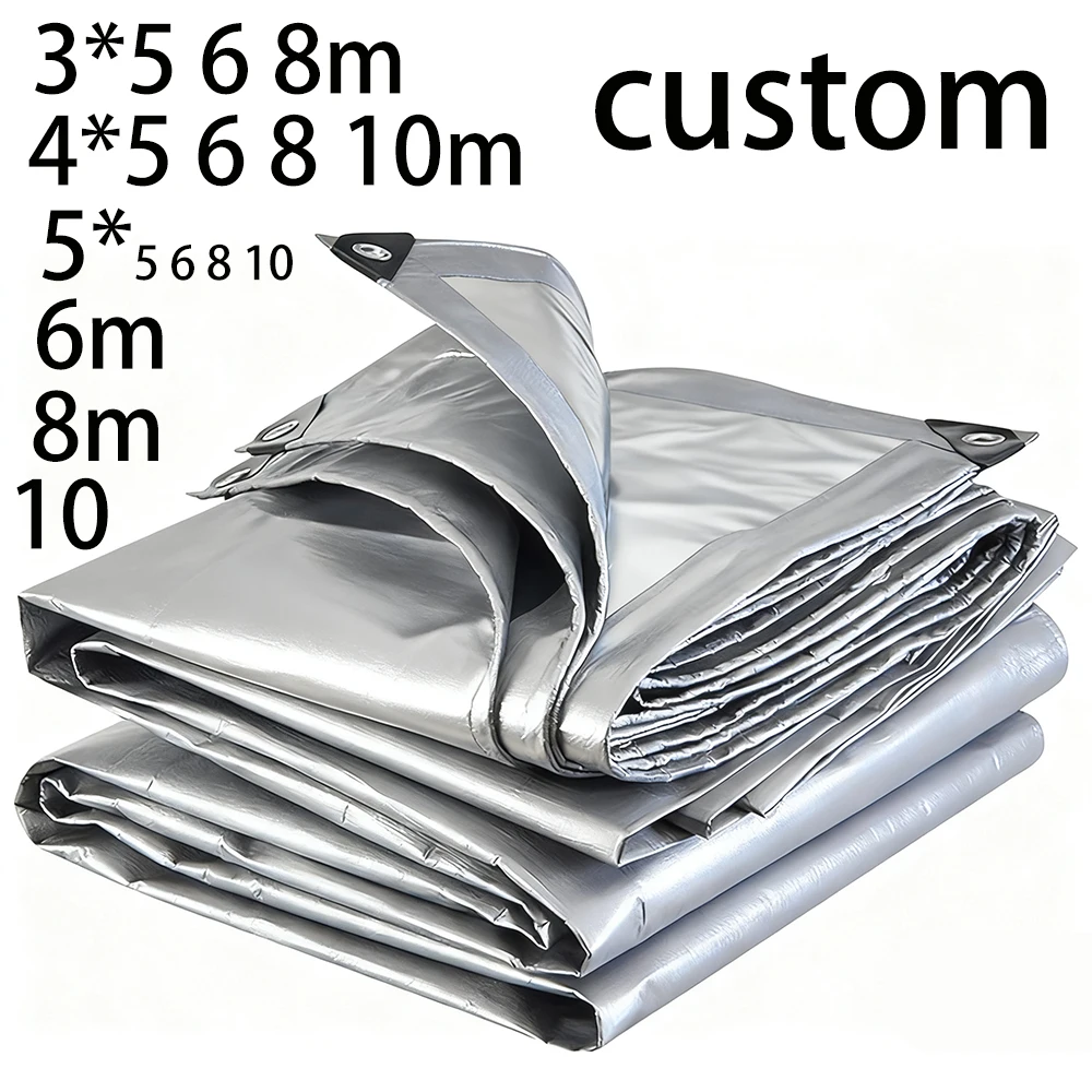 Große Plane 3m 4x4 5 6 8 10 12 20m 5*5 6x6 wasserdichte Plane Custom Camping Silber Baldachin Regenschirm Zelt Abdeckung Markise Outdoor Image