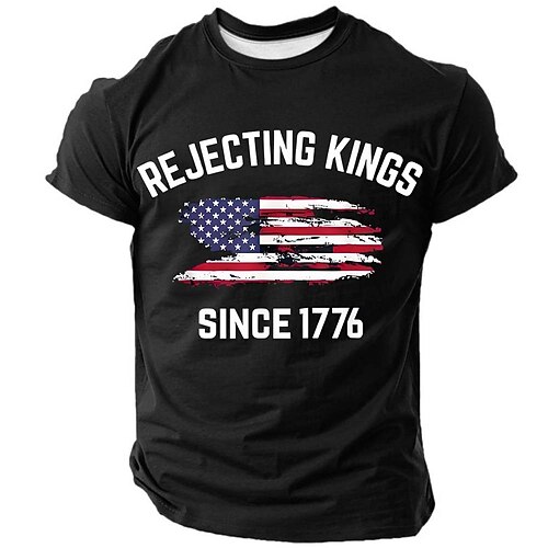 US Amerika 250 Jahre Jubiläum Ablehnung der Könige seit 1776 T-Shirt Lustiges Patriotisches USA-Flagge Grafik Tee Unabhängigkeitstag Freiheit Shirt für Männer Bekleidung S M L XL XXL XXXL Image