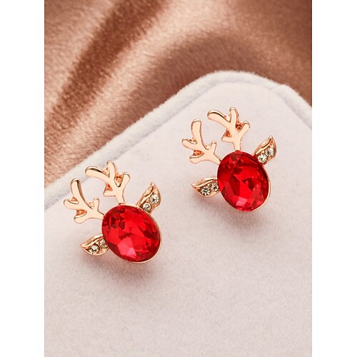 Weihnachtsohrringe mit Rentiermotiv für Damen – elegantes Design aus rotem Kristall und silbernem Geweih für Feiertagspartys und festliche Anlässe, in mehreren Farben erhältlich Image