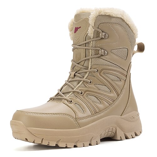 beige isolierte Herren-Schneestiefel mit Schnürung – warmes und bequemes Schuhwerk für Winterreisen und Outdoor-Aktivitäten im Urlaub Image