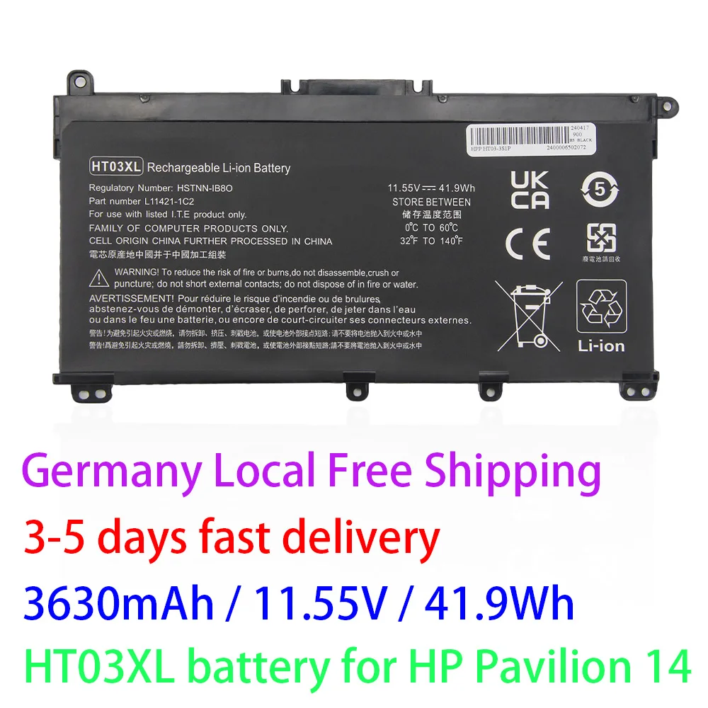 L11119-855 HT03XL Batteria für Computer portatile per HP Pavilion 4-CE 14-CF 14-CK 14-DF 14-MA 14Q-CS 15-DA 15-CS 240 245 250 Image