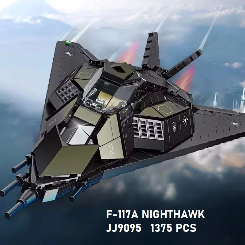 1375 stücke WW2 Militär Armee Avion Flugzeug Jet F-117A Nighthawk Kämpfer Kampfflugzeug Sets Flugzeug Modelle Bausteine MOC Ziegel Spielzeug Image