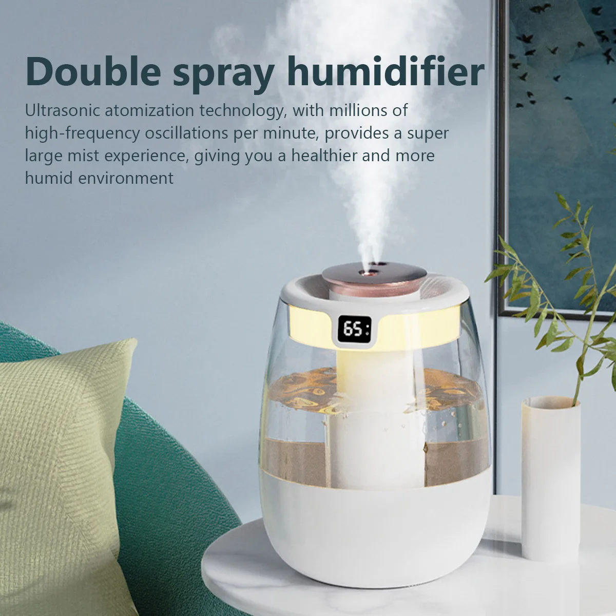 1300 ml Luftbefeuchter Aroma Diffusor Doppel Spray Port Ätherisches Öl Nebel Maker Desktop Home Office USB Luftbefeuchter mit Licht Image