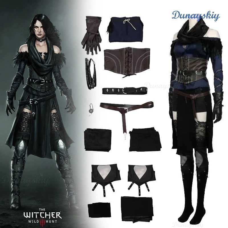 Halloween Kostüm Witcher 3 Yennefer von Vengerberg Janka Jenny Cosplay Kostüm 2025 Spiel Frauen Erwachsene Uniformen Anzug Outfit Perücke Image