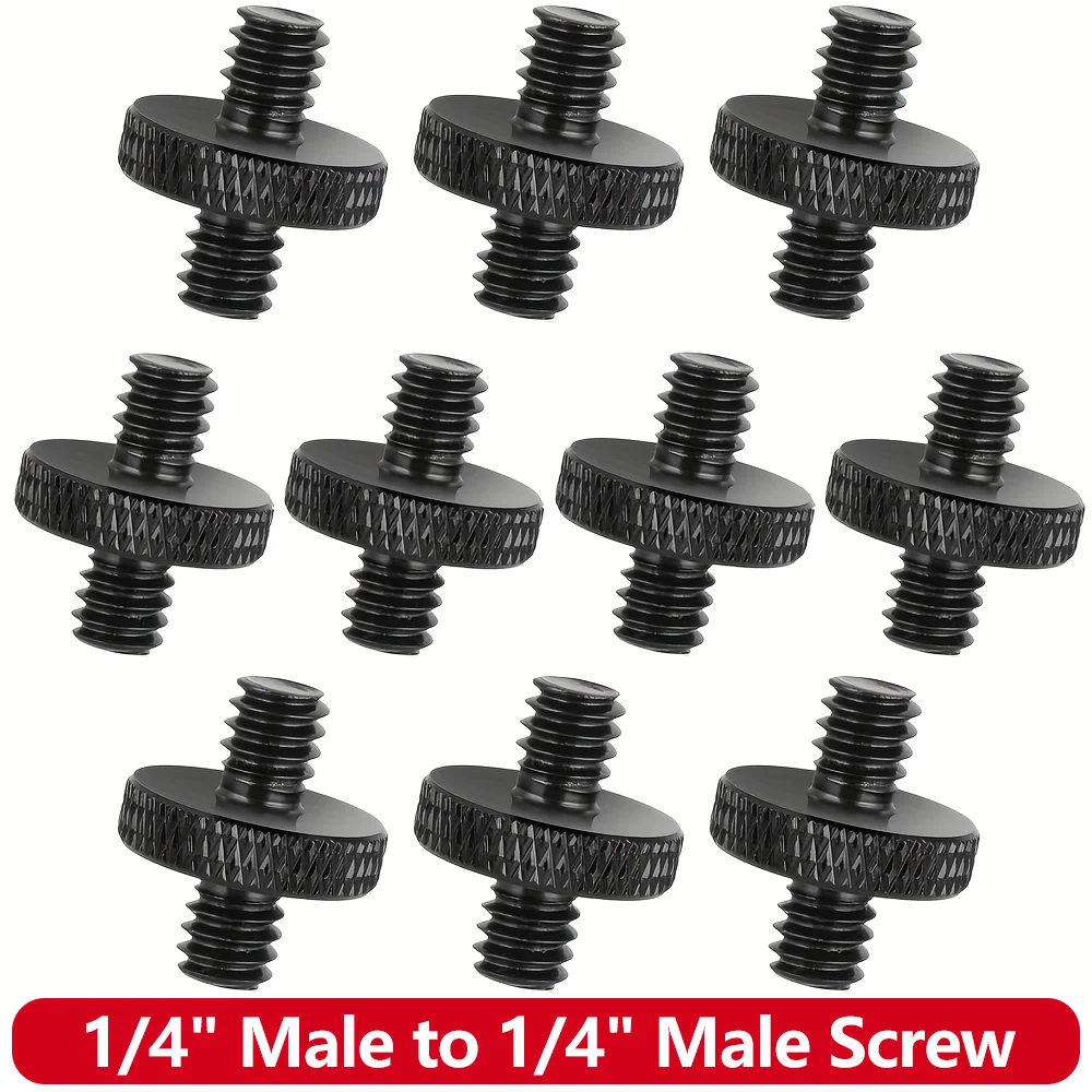 1/4" Stecker auf 1/4" Stativschraubenadapter mit Außengewinde, Doppelkopfbolzen, Standard-Befestigungsgewinde-Konverter für Kamerastativ-Mikrofon Image