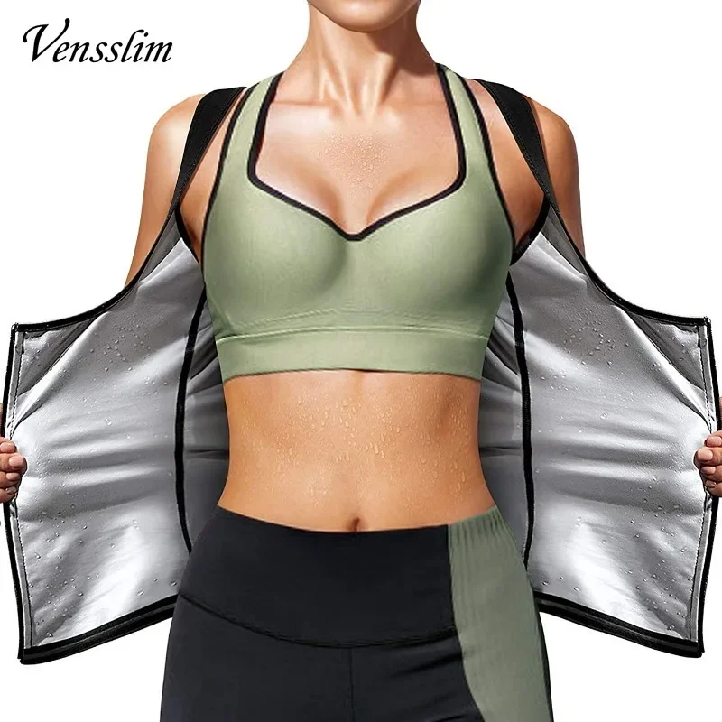 Vensslim Frauen Gewichtsverlust Taille Trainer Shirts Workout Fatburner Tops Hot Abnehmen Sauna Schweißanzüge Jacke Reißverschluss Body Shaper Image