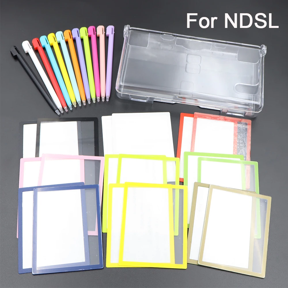 1 Set für NDS Lite, obere LCD-Bildschirmabdeckung, unterer Rahmen, Kunststoffabdeckung und Kunststoff-Kristallschale für NDSL-Spielkonsole, Stylus-Stift Image