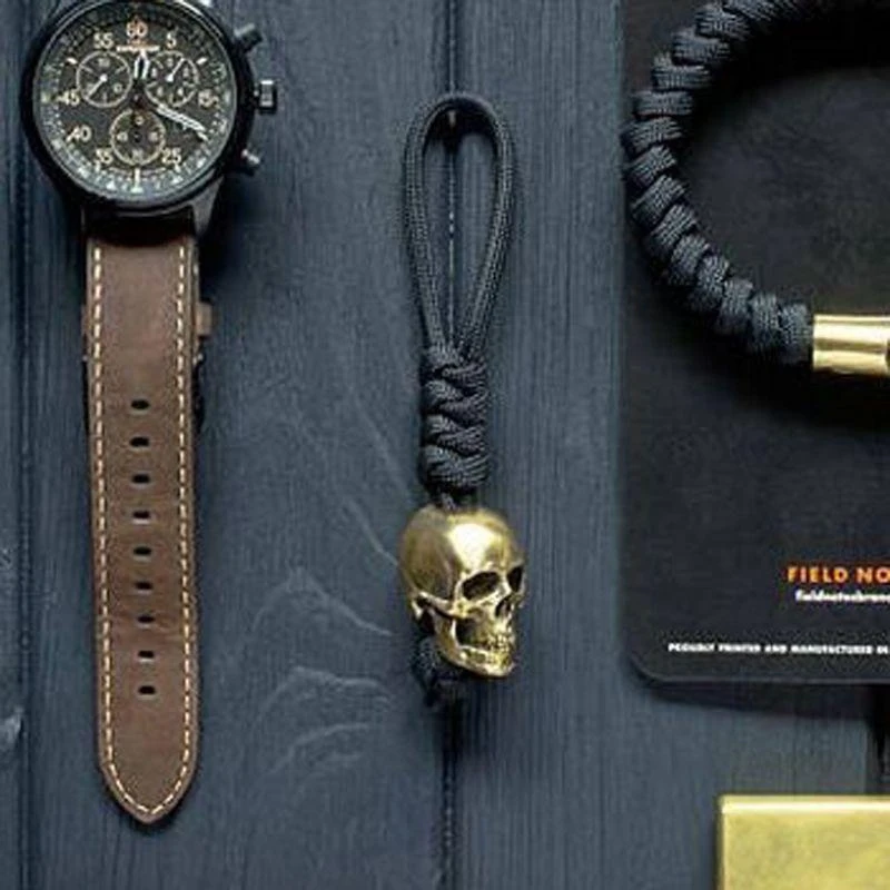 F2TD Hand geflochtener Seilschädel für den Schlüsselanhänger Skelettschädel Schlüsselbund für Raumautoschlüssel Image