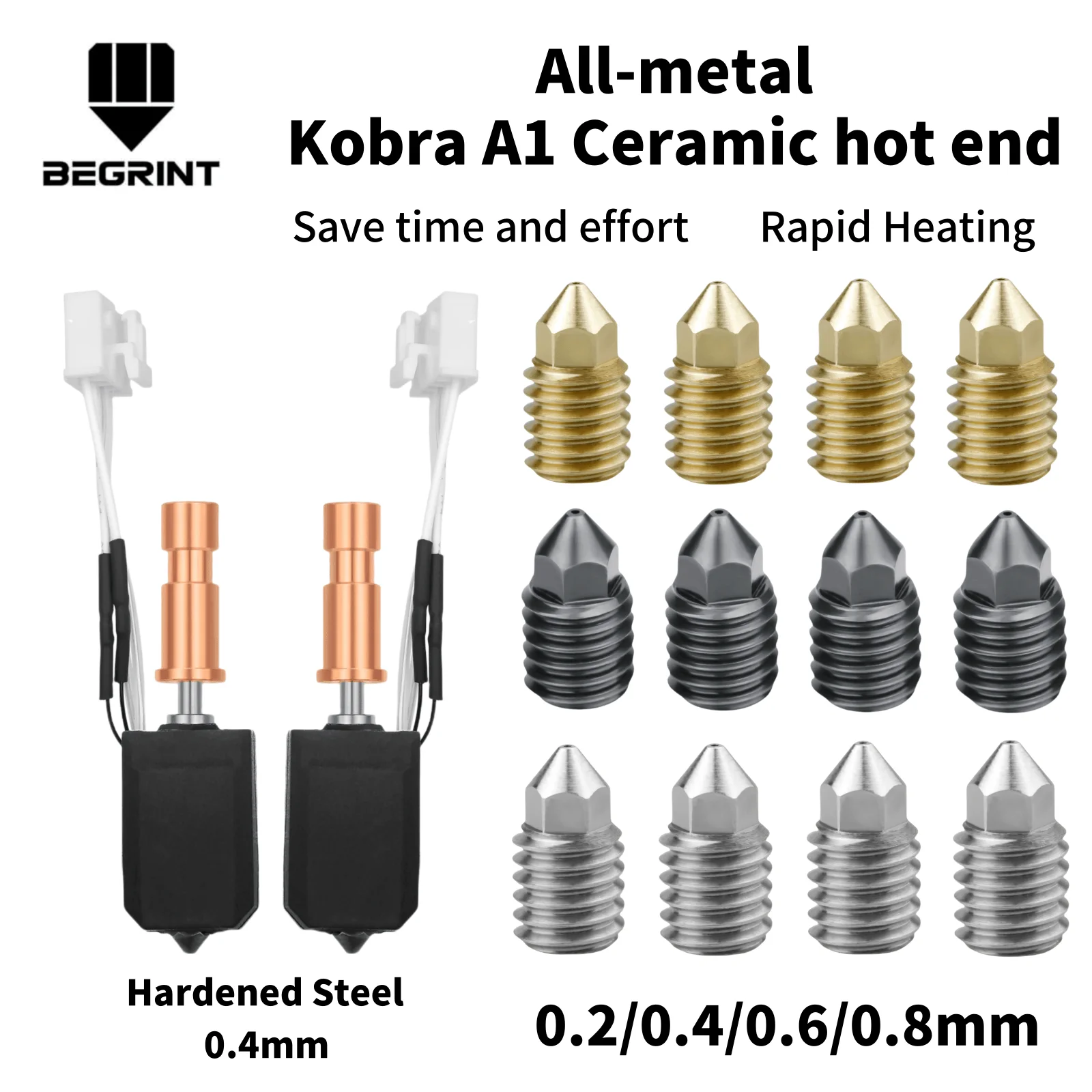 Ganzmetall-Hotend für Anycubic Kobra S1/S1Combo Hot End 24 V 48 W Schnellheizung Keramikheizung Düse aus gehärtetem Stahl für Kobra S1 Image