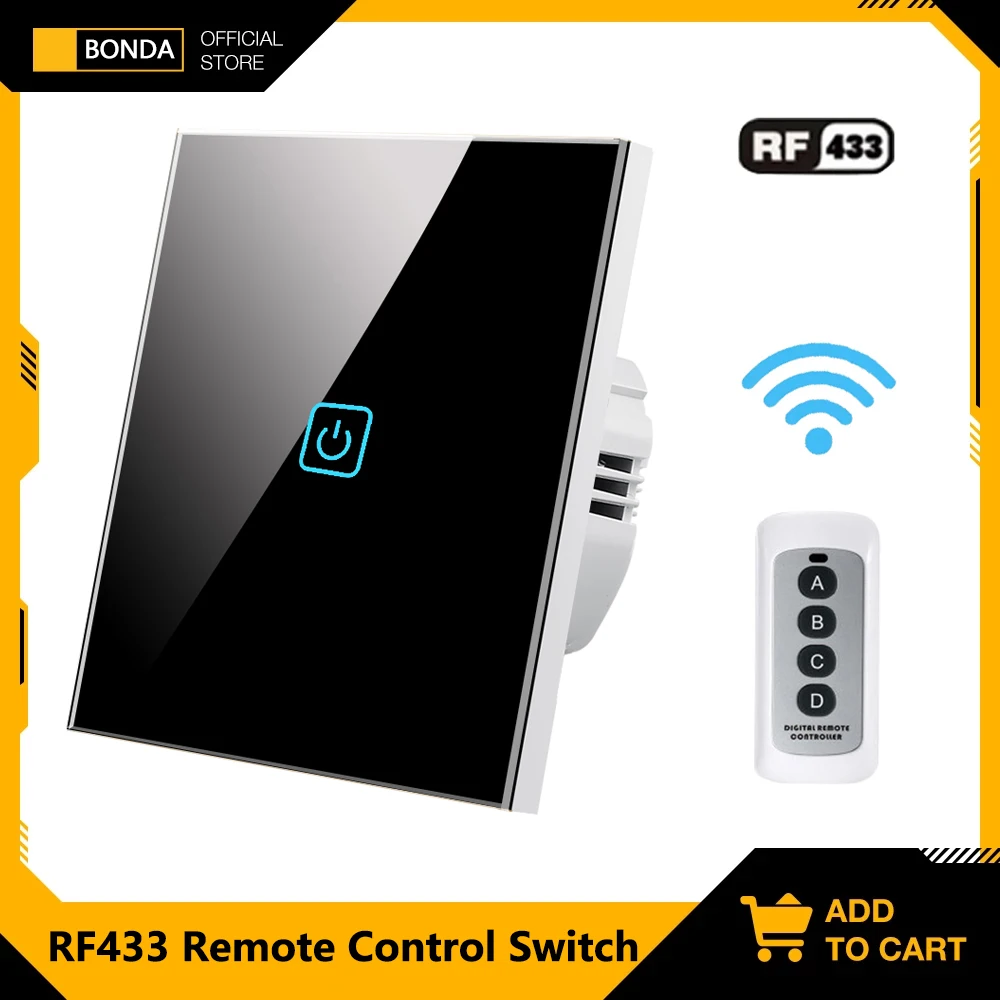 BONDA EU-Standard-Fernbedienungsschalter, Wand-Touch-Sensor-Schalter AC220 ~ 250 V Wandleuchte Fernbedienung Touch-Schalter Glasscheibe Image