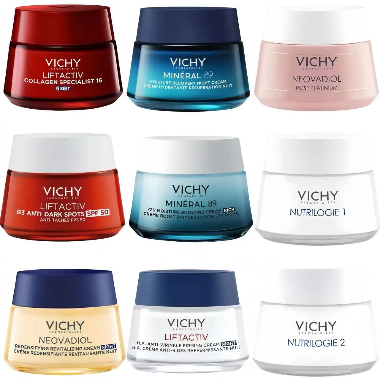 50 ml Gesichtscreme der VICHY-Serie, aufhellende, feuchtigkeitsspendende Anti-Aging-Nachtcreme, verblasst Aknenarben, verbessert Stumpfheit und Vergilbung Image