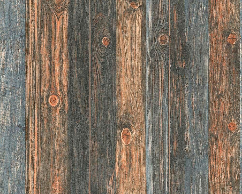 Vliestapete LIVING WALLS "Best of Wood`n Stone 2nd Edition", braun (braun grau blau), B:0,53m L:10,05m, Vinyl, Vlies, Tapeten, Holztapete Tapete Holzoptik Tapeten Wohnzimmer Flur Design Wandtapete