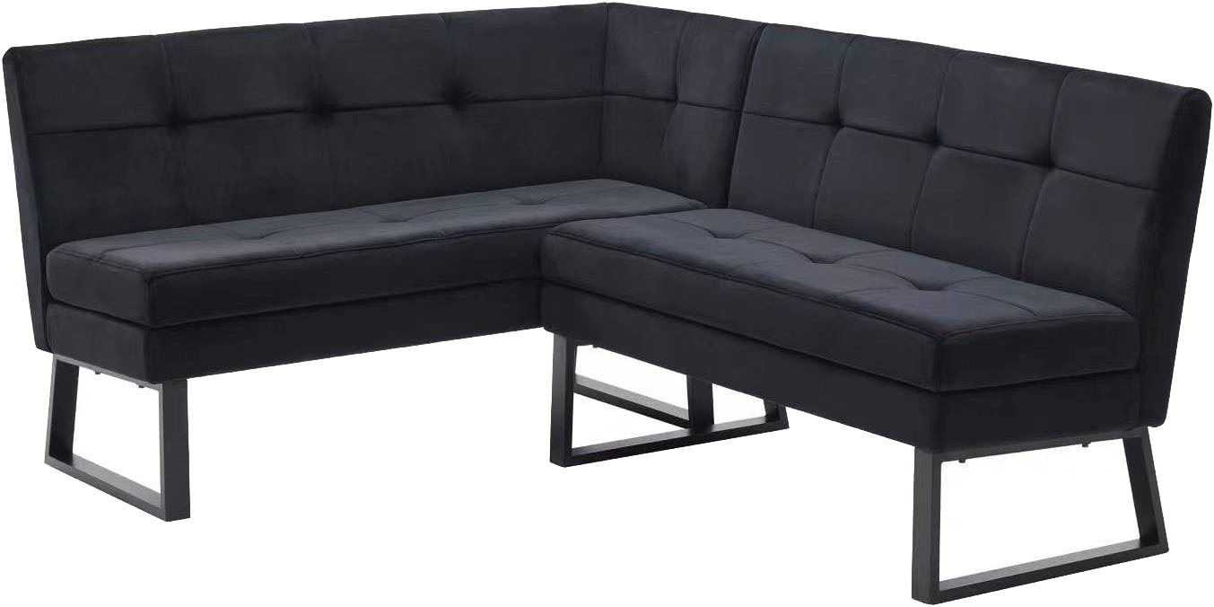 Eckbank HOME AFFAIRE "Geranie, Sitzbank, Essbank, pflegeleichter Strukturstoff", schwarz, schwarz, B:184cm H:80,5cm T:61,5cm, Polyester, Sitzbänke, Eckbank, Eckbank inkl. Stauraum, Pulverbeschichtetes Metallgestell