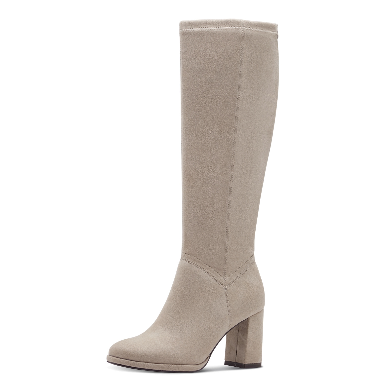 Stiefel TAMARIS, Damen, Gr. 41, XS-Schaft, helltaupe, Textil, Veloursleder, unifarben, Schuhe Stiefel, Langschaftstiefel, Businessstiefel in schmaler Form, XS-Schaft